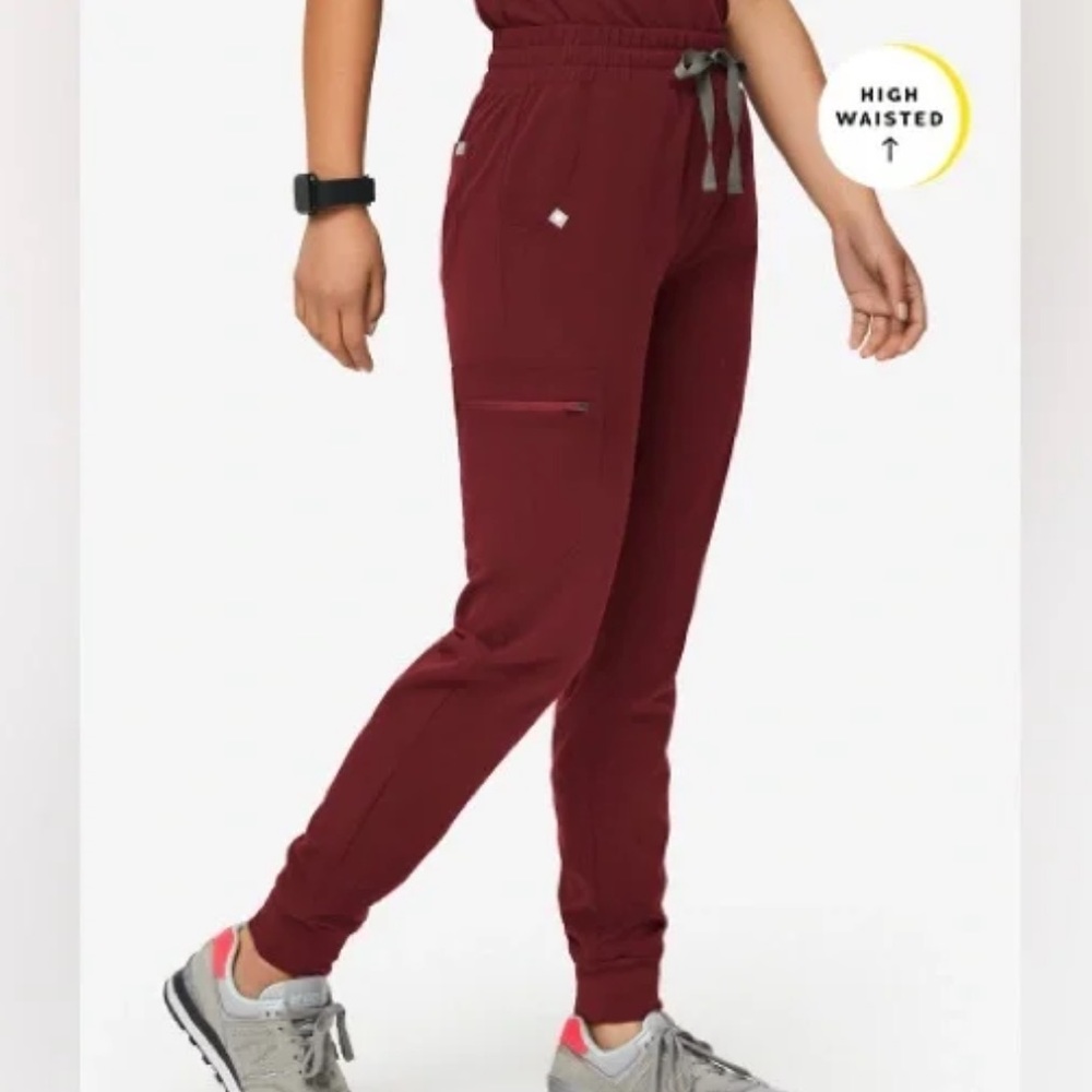 Figs XS Burgundy Zamora High waisted Jogger Scrub Pants